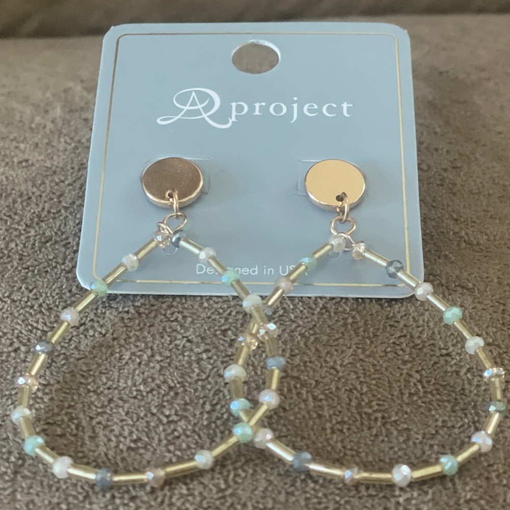 Gold Hoop Earrings (with pretty beads) — AD Project - Picture 2 of 8
